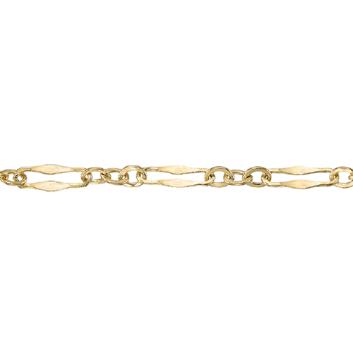 Long & Short Dapped Chain 3.5 x 10.2mm with 3 links 2.8 x 3.6mm - Gold Filled