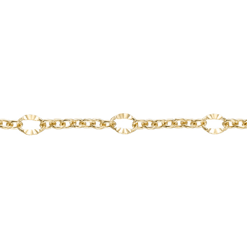 Starburst Chain 2.9 x 3.5 starbrust and 7 - 1.6mm plain links - Gold Filled