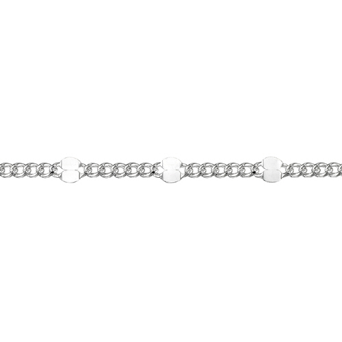 Dapped Chain 1.2mm Curb with 2.2 x 2.6mm Dapped - Sterling Silver