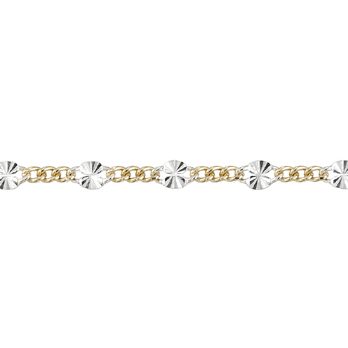Sterling Silver Starburst 2.2mm x 2.6mm chain with 3 2.3mm gold filled curb links - Two Tone